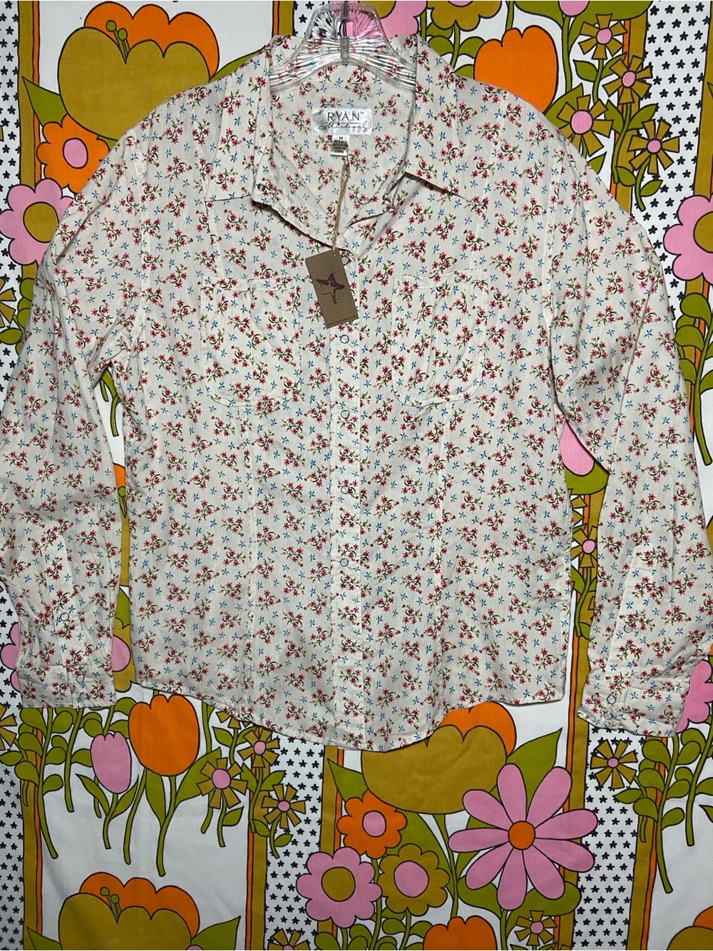 NWT Ryan Michael Western Pearl Snap Floral Button Down